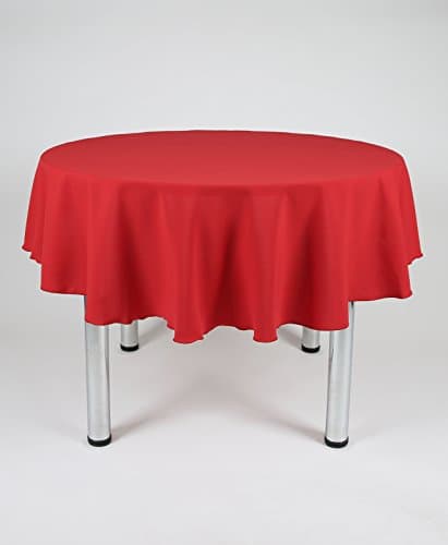 Red Large Round Lightweight Fabric Tablecloth 90" Diameter (229cm) With 2 Side Joins (Polyester, not cotton)