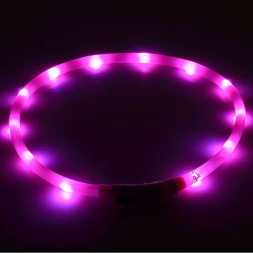 Adjustable USB luminous pet collar led light USB Rechargeable dog collar Teddy Flash Anti-lost Collar Purple