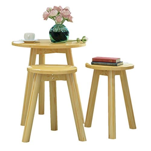 Solid Wood Coffee Table and Chairs Small Side Table Set