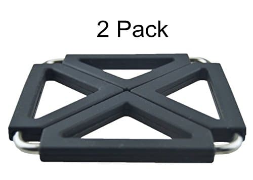 ERollDeep ERollDeep Adjustable Folding Expandable Silicone Metal Foldable Coaster Pot Holder Kitchen Cooking Gadget Cup Dish Table Heat Resistant Hot Pad Mat Place mat Trivet 2 PCS