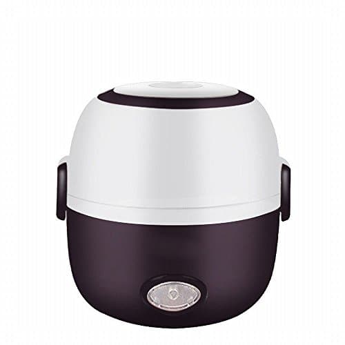 D Electric pot Mini-Rice Cooker Cooking Double-Layer Electronic Electric Lunch Boxes,Brown
