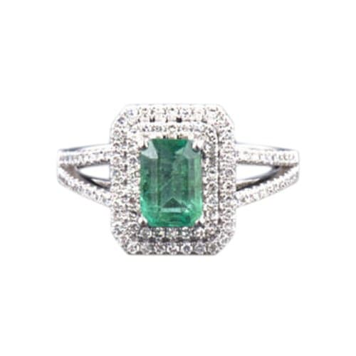 1.80 CARATS OCTAGON SHAPE 18KT SOLID WHITE GOLD NATURAL GREEN EMERALD DIAMOND RING WITH FREE EGL CERTIFICATE