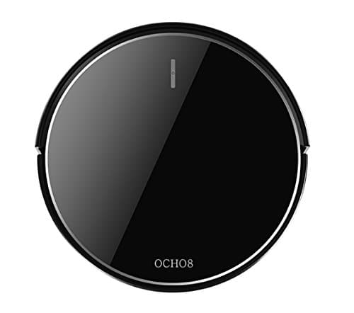 Robot Vacuum Cleaner, OCHO8 Intelligent sweeper, Remote control Touch screen, connected with smartphone, auto recharge, 4 cleaning modes, Anti-dropping, works on hard floor &amp; carpet, wet mopping feature