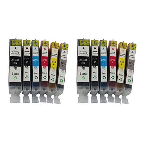 PGI-250 &amp; CLI251 compatible ink cartridge replacement For Cannon PIXMA MG5420, PIXMA MG5450, PIXMA MG6320, PIXMA MG6350, PIXMA MX722, PIXMA MX922, PIXMA iP7220, PIXMA iP7250 Printers (2LB/2SB/2C/2M/2Y/2GY) @INKTONER by Ink Toner