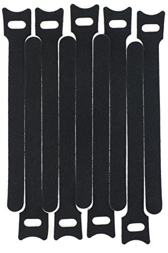 Lustre 10pcs x Black Adjustable Strap Reusable Cable Ties Tidy Wrap Hook &amp; Loop 10mm x 150mm
