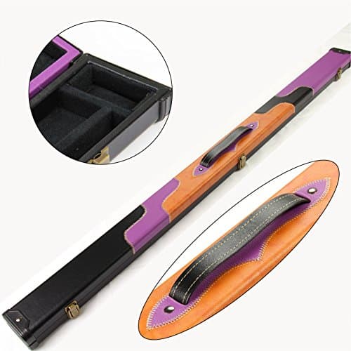 UNIQUE ORANGE BLACK PURPLE Leather Patch Effect 3/4 Cue Case Holds 3/4 Jointed 3