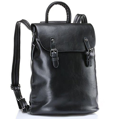 UTAKE Women Backpack PU Leather School Backpacks Multi-functional Shoulder Bag Crossbody Bag Tote Bag Fit 13 inches Laptop UKUT05 (Black)