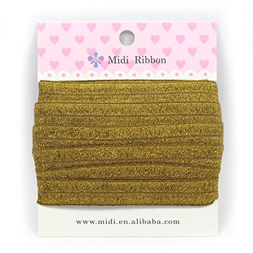 mdribbons Value Pack Gold Glitter Stretch Elastic Fold Over Elastic 5/8" 10Yds/Pack (16mm Wide 9.144 Meters Length)-Hair Tie Headband Ponytail Holder Making Supplies-Turftan Color