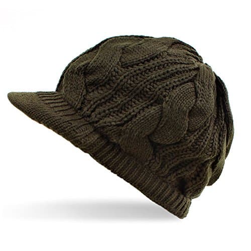 Distressed, cap, slouch cap, woollen hat with peak - Green - One size