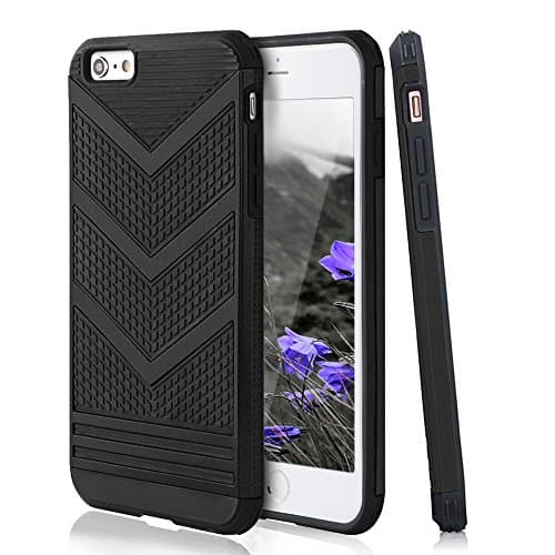 For iPhone 6 Plus Case, Serpeo Armour Shockproof Protective iPhone 6S Plus Case Cover, Anti-Slip 2 in 1 Hybrid PC + Soft TPU Rubber Bumper Case Cover for iPhone 6 Plus/6S Plus 5.5" (Black)