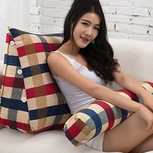 Triangle Cushion Soft Cap Bedside Cushion Single Pillow Office Sofa Waist Pillow (Multicolor Optional) ( Color : J , Size : 60*50*22cm )