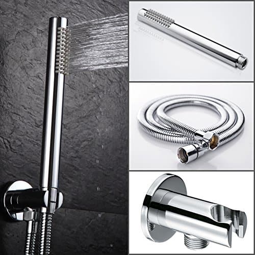 S R SUNRISE Brass Handheld Shower Head Set Include Brass Hand Shower 1.5m(59 Inch) 304 Stainless Steel Shower Hose and Brass Shower Head Holder Wall Mounted, Polished Chrome