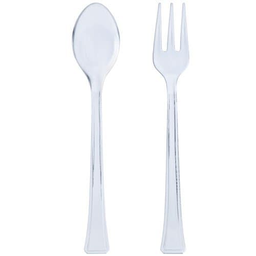 Lillian Mini Plastic Spoons and Forks Combo, 48-Pack, Clear by Lillian