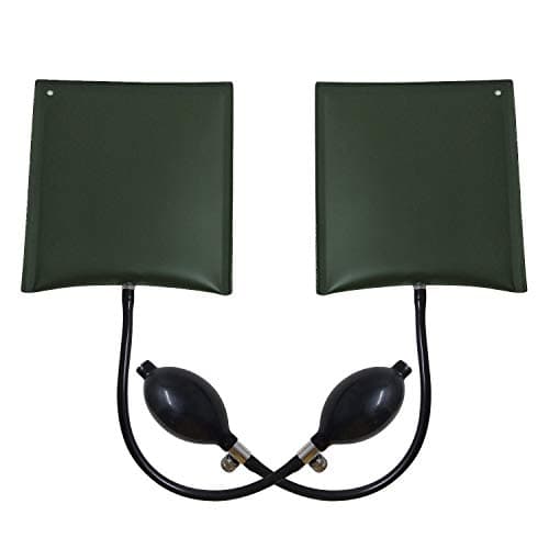 Squadare 2 PCS 5.9" x 6.4"(15cm x 16.5cm) Adjustable Air Pump Wedge Leveling Kit & Alignment Tool Inflatable Shim Bag With metal Release Valve,Load 200 KG（green）