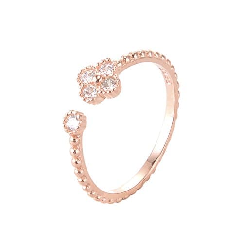 Chiconon S925 Silver Wedding Engagement Open Ring Four Leaf Clover Ring for Women Rose Gold