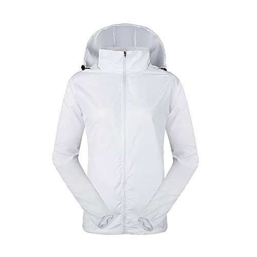 CraneLin Unisex UV Protect Jacket Quick-Dry Lightweight Jacket Wind Proof Outdoor Hoodie LVPFY118-White-M