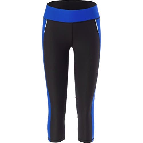 Ki Pro Women's Performance Capri with Mesh Leg (S, Black / Electric Blue)