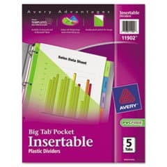 (3 Pack Value Bundle) AVE11902 Big Tab Plastic Dividers, Slash Pocket, 5-Tab, Letter, Assorted