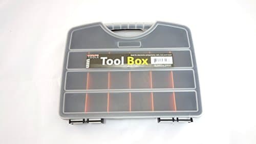 Tool Sorting Organizer - Up to 20 Adjustable Storage Compartments - Easy to Remove Dividers To Change Storage Sizes - Build in Handle for Convenient Mobility - Transparent Lid - By Qornerstone