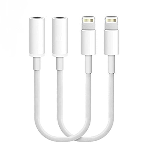 (2 Pack) Lightning to 3.5mm Headphone Jack AUX Adapter Cable For Apple iPhone 7 / 7 Plus white