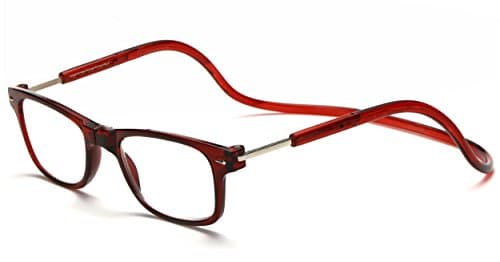 Click Magnetic Reading Glasses Adjustable Front Connect Reader Red 125