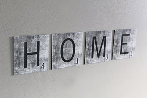 HOME Metal Scrabble Tile Set (6"x6", Grey)