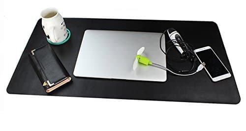 Leather Desk Mat Pad Blotter Protector 31.5" x 15.75" Extended Non-Slip Rectangular Laptop Keyboard Mouse Pad (Black)