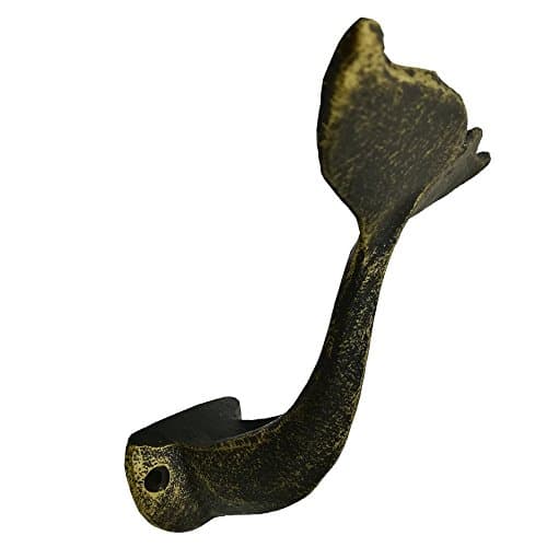 WISHAVE Cast Iron Whale Tail Hook Rustic Art Wall Decorative Hanger for Bags Curtain Coat Hat (Bronze)