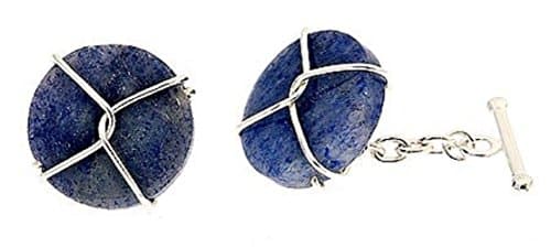 Sterling Silver and Light Blue Quartz Chain Link Cufflinks. Made in Canada