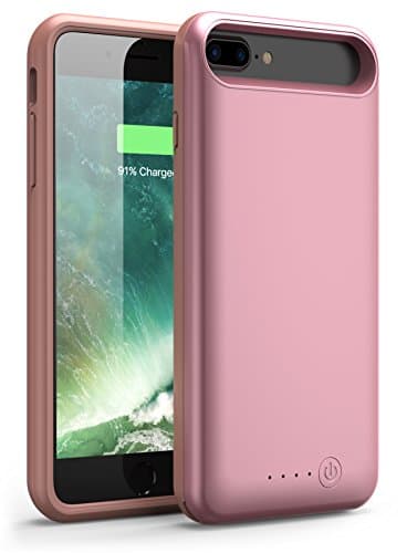 iPhone 7 Plus Battery Case, Foxin Super Capacity [8000 mAh] Extended Battery Charger Case Rechargeable Power Bank Battery Charging Case for iPhone 7 Plus/6 Plus/6S Plus(5.5 inch) (Rose Gold)