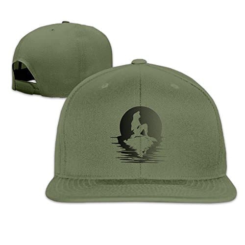 Little Lonely Mermaid Solid Snapback Baseball Hat Cap One Size ForestGreen
