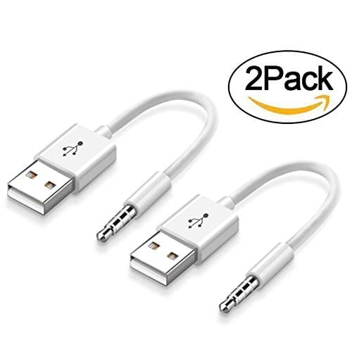 iPod Shuffle Cable, YVENEY USB Data Sync Cable Cord 3.5mm Male AUX Plug to USB Male Adapter Charging Cable Charger Converter Headphone Audio Extender Jack for iPod Shuffle 3/4/5/6/7 Gen