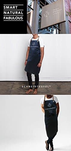 SNF Bib Apron (Navy), Canvas Apron and Leather Adjustable Strap Apron with 2 Pockets for Women and Men