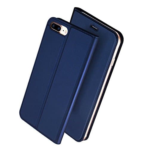 iPhone 8 Plus/7 Plus Case, Ottmar PU Leather Card Slot Shock-Absorption Full-body Protector with Built-in Soft TPU Kickstand Flip Cover for iPhone 8 Plus 5.5" Navy