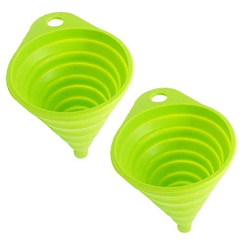 Otedes Silicone Collapsible Funnel Cup, 2 PCS Foldable Funnel for Liquid Transfer 100% Food Grade Silicone(green)