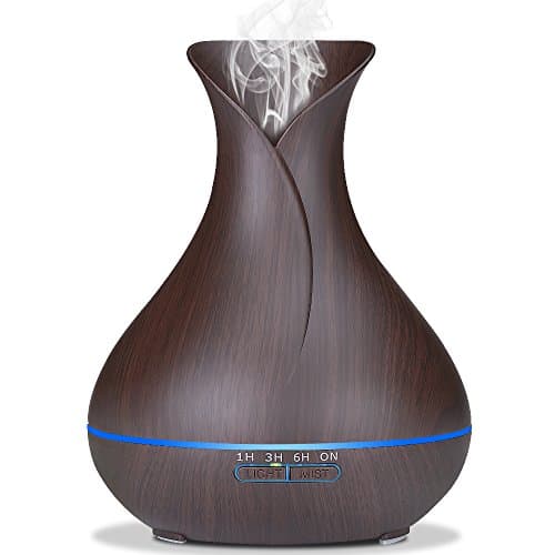 Seamei 550ml Essential Oil Diffuser Aroma Diffuser,Wood Grain Ultrasonic Humidifier Cool Mist Diffusers with 7 Color LED Lights for Home Yoga Office,Waterless Auto Shut-off