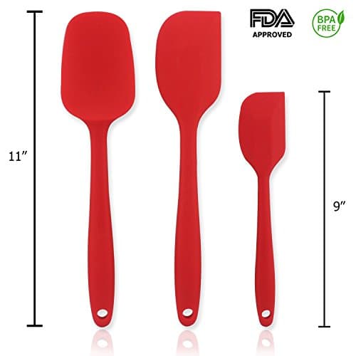 3 Piece Rubber Spatula Set with Comfortable Wide Handle For Baking Kitchen Cooking Utensil 450° F Heat Resistant Baking Spoon &amp; Spatulas Flexible Heads