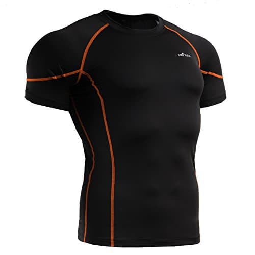 Emfraa Men Women Compression Under Cool Base Layer T Shirt Short Sleeve Black XL