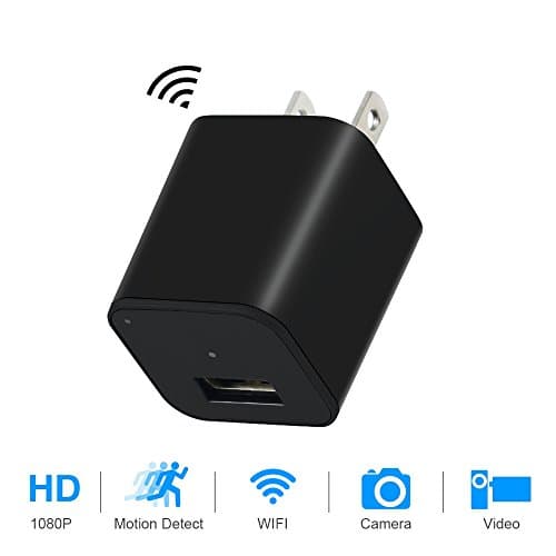 Charger Camera Adapter, EOVAS HD USB Wall Camera Charger Adapter Mini Wireless Wifi Camera / Nanny Cam Support Smartphone Remote View