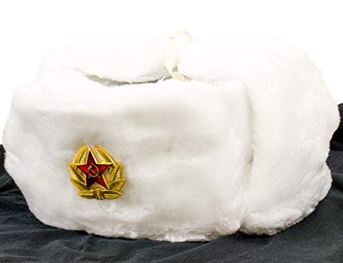 Russian Ushanka Hat Bundle - Extra Set of 6 Soviet Badges & Summer Cap