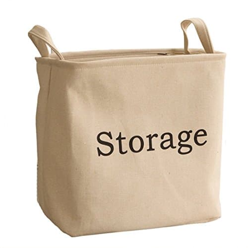 Artifi Foldable Storage Bin Storage Baskets Large Square New 100% Natural Linen & Cotton Fabric Storage Bin Storage Basket Organizer, Laundry Hamper for Blouse T-shirt Underwear etc., (Beige)