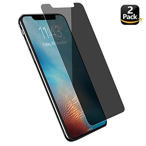 iPhone X Privacy Screen Protector, YIQIC (2 Packs) Privacy Tempered Glass Screen Protector, Anti-Spy Ultra Clear Scratch Resistant Bubble Free 9H Hardness Cover for iPhone X/10 [Case Friendly]