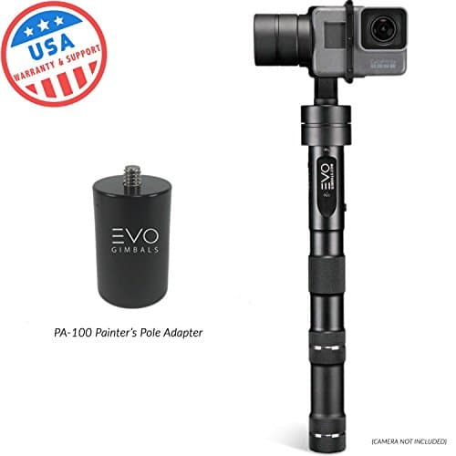 EVO GP-PRO 3 Axis Gimbal GoPro Stabilizer for Hero4, Hero5 or Hero6 Black &amp; Virb Ultra 30 Action Cameras - 1 Year US Warranty | Includes: EVO GP-PRO + EVO PA-100 Painter's Pole Adapter