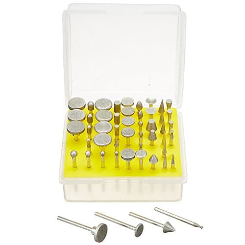 GORCHEN Diamond Burr Set Rotary Grinding Head Bit 50 Pcs 1/8-Inch Shank Grit 120 for Stone Wood Metal Engraving