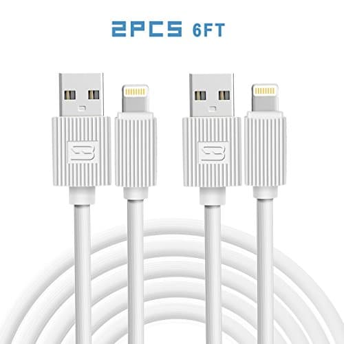 originAIM [Apple MFi Certified] Lightning to USB Cable ,2 Pack 6FT Bullet Aramid Fiber IPhone Charger for iPhone, iPad mini, iPad Air, iPad Pro, iPod touch, White