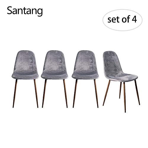 Santang Modern Dining Chairs, Grey Dining Chairs Dining Set of 4 Comfortable Cushion Seat and Back Lounge Dining Chair Grey Chair Velvet Dining Chairs