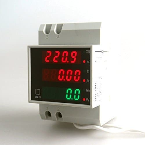 Din Rail Volt Amp Power Meter 3 in 1 AC 80-300V 0-100A Built-in Transformer Voltmeter Ammeter Power Meter