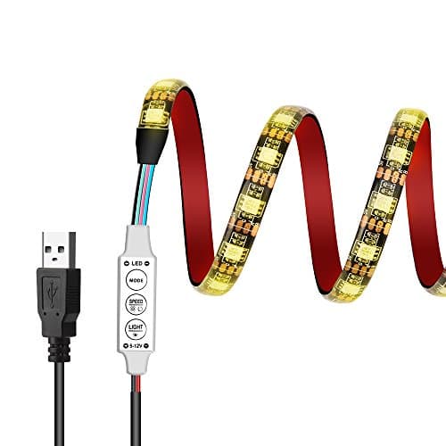 USB LED light strip Targher TV Backlight Kit 5V 3.28Ft/1M 5050 Multi-Color RGB 60leds Waterproof TV Backlight Strip Lighting Kit for HDTV Flat Screen TV, LCD, PC, Desktop Monitors