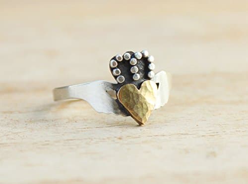 Modern Claddagh Ring, size 5.5, Handcrafted Sterling Silver Statement Rings