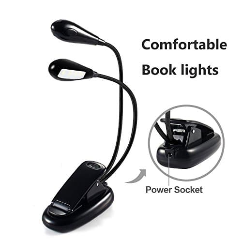 Book Light for Reading in Bed Rechargeable Warm 8 LED Easy Clip on Reading Light for Bed Fully Adjustable Flexible Reading Light for Kindle paper 2 Brightness Reading 2 arms Perfect for Bookworms &amp;